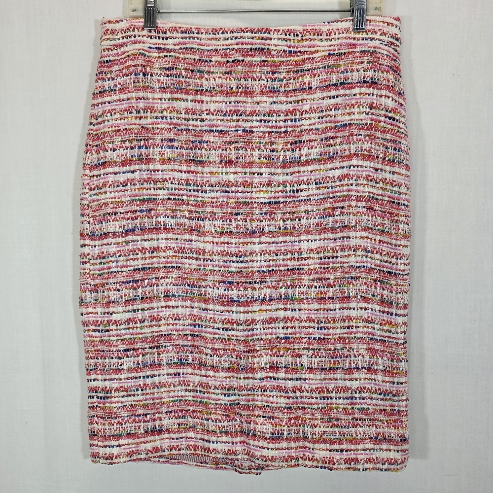 NWT J. Crew Collection No. 2 Pencil Skirt Multi Tweed Pink Red Sz 14